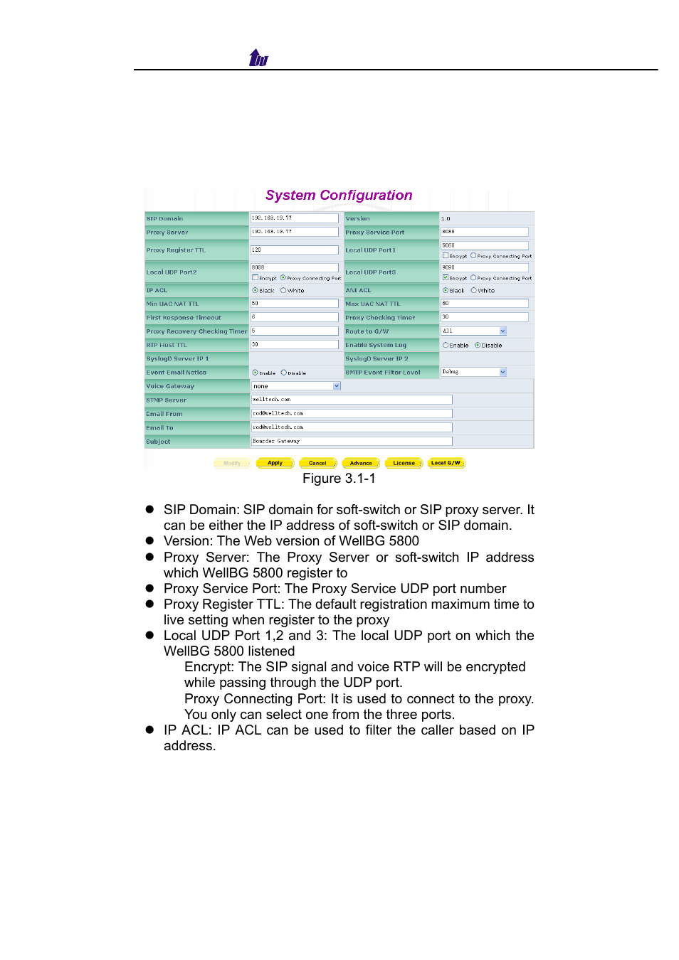 Chapter 3 configuration reference, System configuration | Welltech WellBG 5800 V.1.3 User Manual | Page 14 / 50