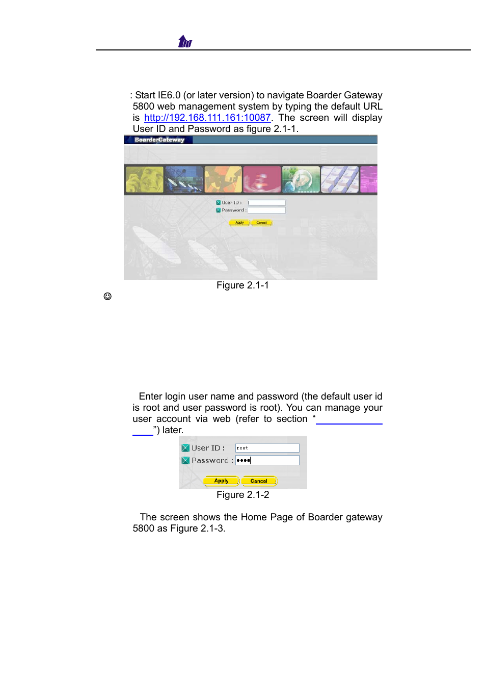 Login boarder gateway 5800 | Welltech WellBG 5800 V.1.3 User Manual | Page 7 / 50