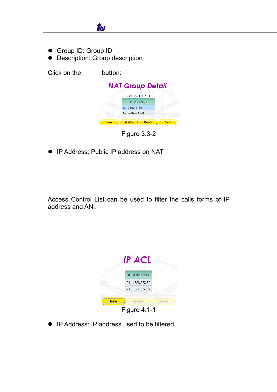 Ip acl | Welltech WellBG 5800 V.1.0 User Manual | Page 18 / 46