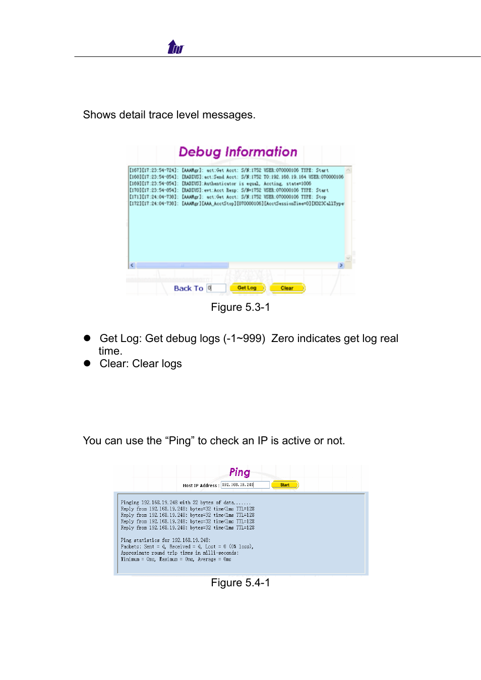 Debug info, Ping, Debug info - ping | Welltech WellBG 5800 V.1.0 User Manual | Page 27 / 46