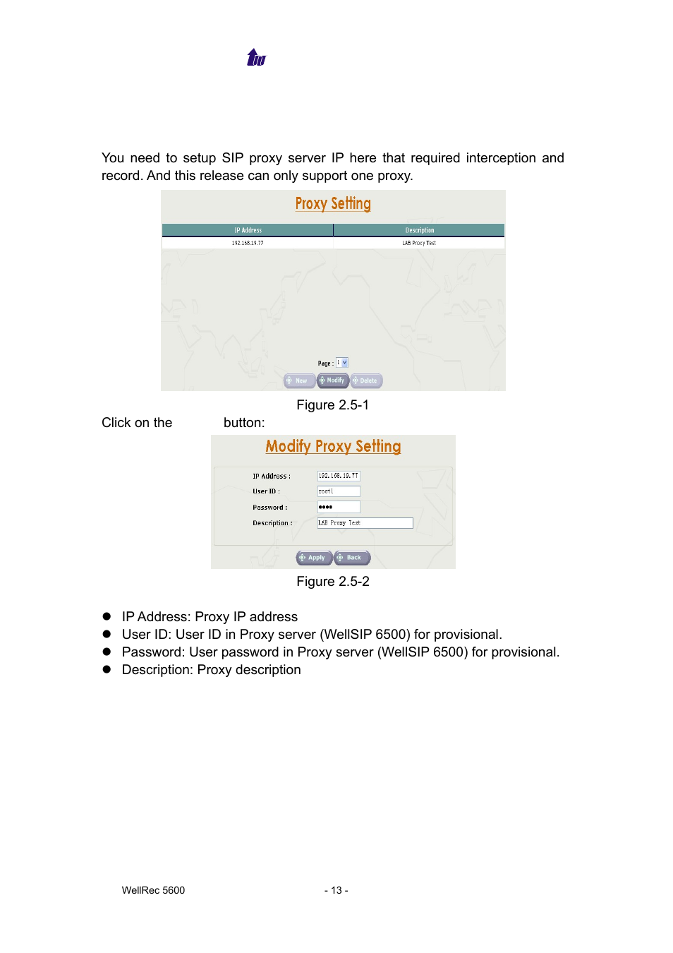 Proxy setting, System config | Welltech WellRec 5600 V.1.0 User Manual | Page 13 / 44