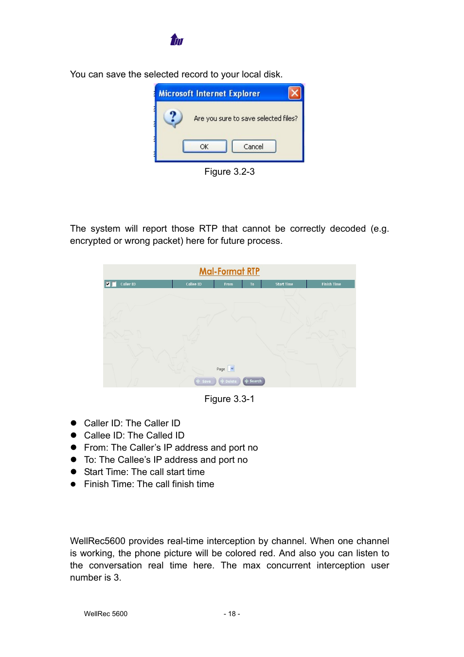 Mal-format rtp, Channel status | Welltech WellRec 5600 V.1.0 User Manual | Page 18 / 44