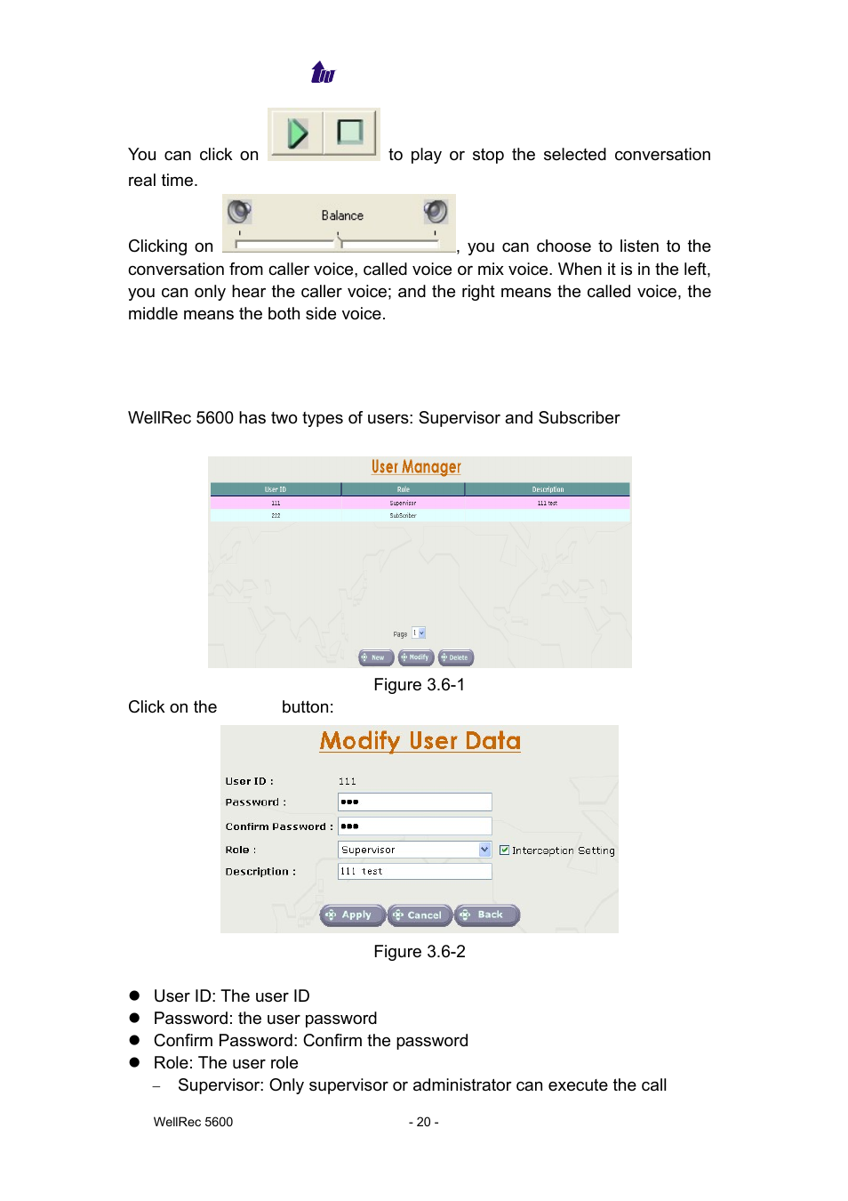 User manager | Welltech WellRec 5600 V.1.0 User Manual | Page 20 / 44