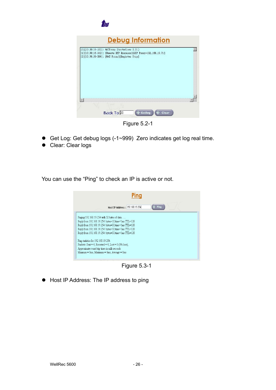 Ping | Welltech WellRec 5600 V.1.0 User Manual | Page 26 / 44