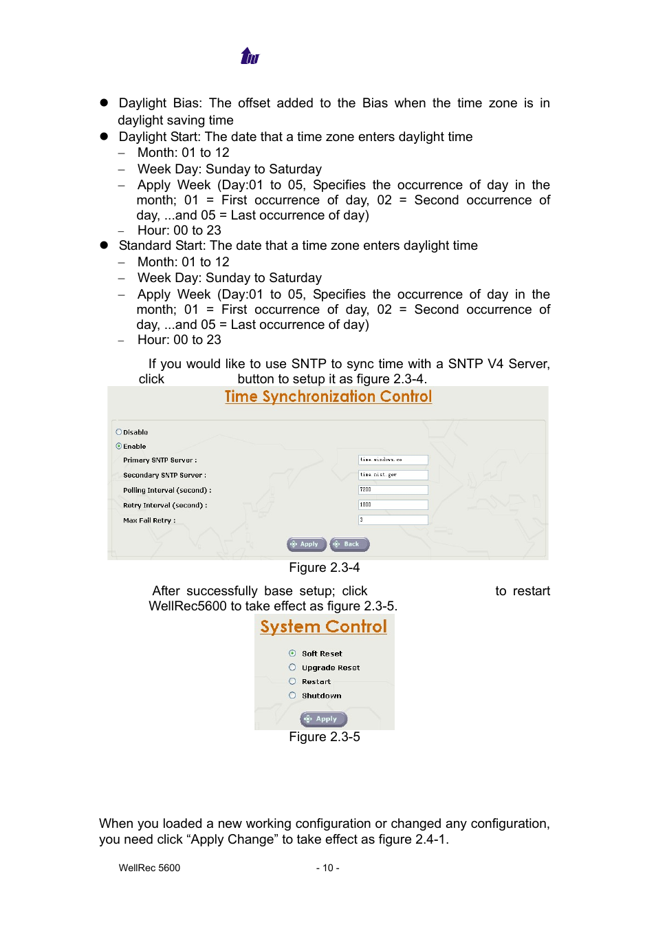 Apply change | Welltech WellRec 5600 V.1.5 User Manual | Page 10 / 42