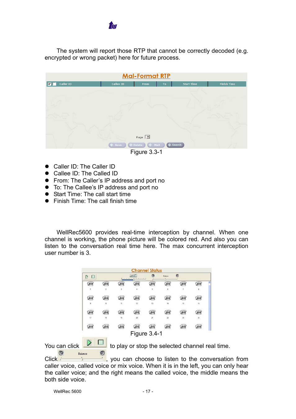 Mal-format rtp, Channel status | Welltech WellRec 5600 V.1.5 User Manual | Page 17 / 42