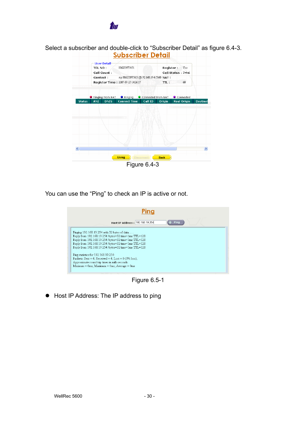 Ping | Welltech WellRec 5600 V.1.5 User Manual | Page 30 / 42