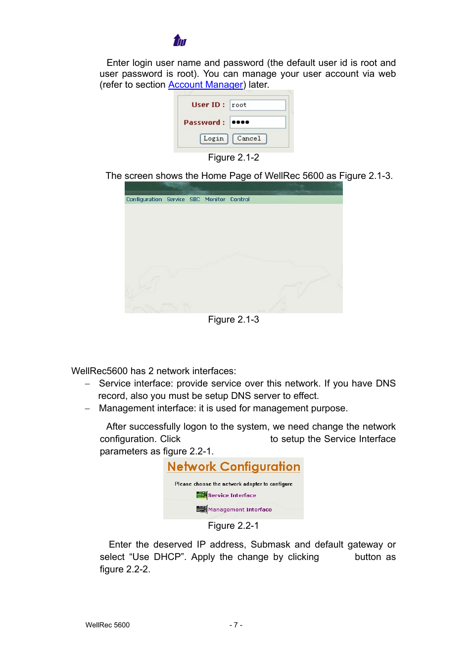 Network | Welltech WellRec 5600 V.1.5 User Manual | Page 7 / 42