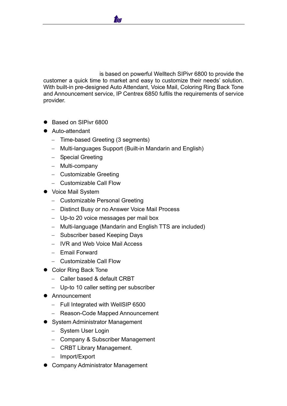 Welltech IP Centrex 6850 V.1.5 User Manual | Page 4 / 83