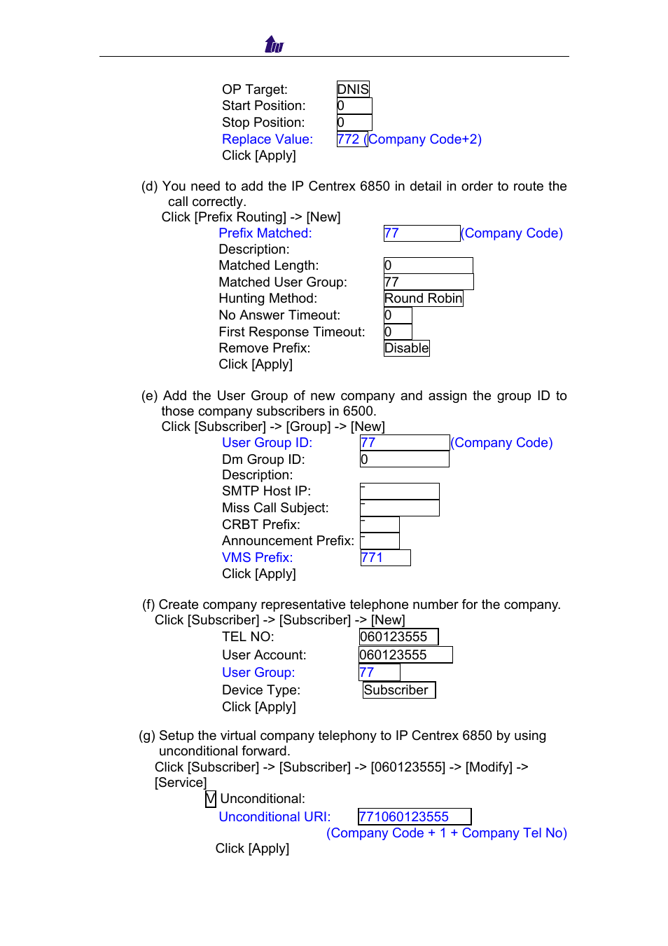 Welltech IP Centrex 6850 V.1.5 User Manual | Page 60 / 83