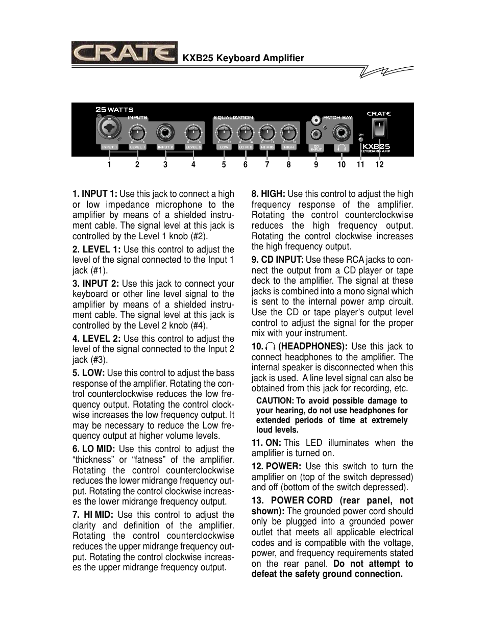 Crate Amplifiers KXB25 User Manual | Page 3 / 4