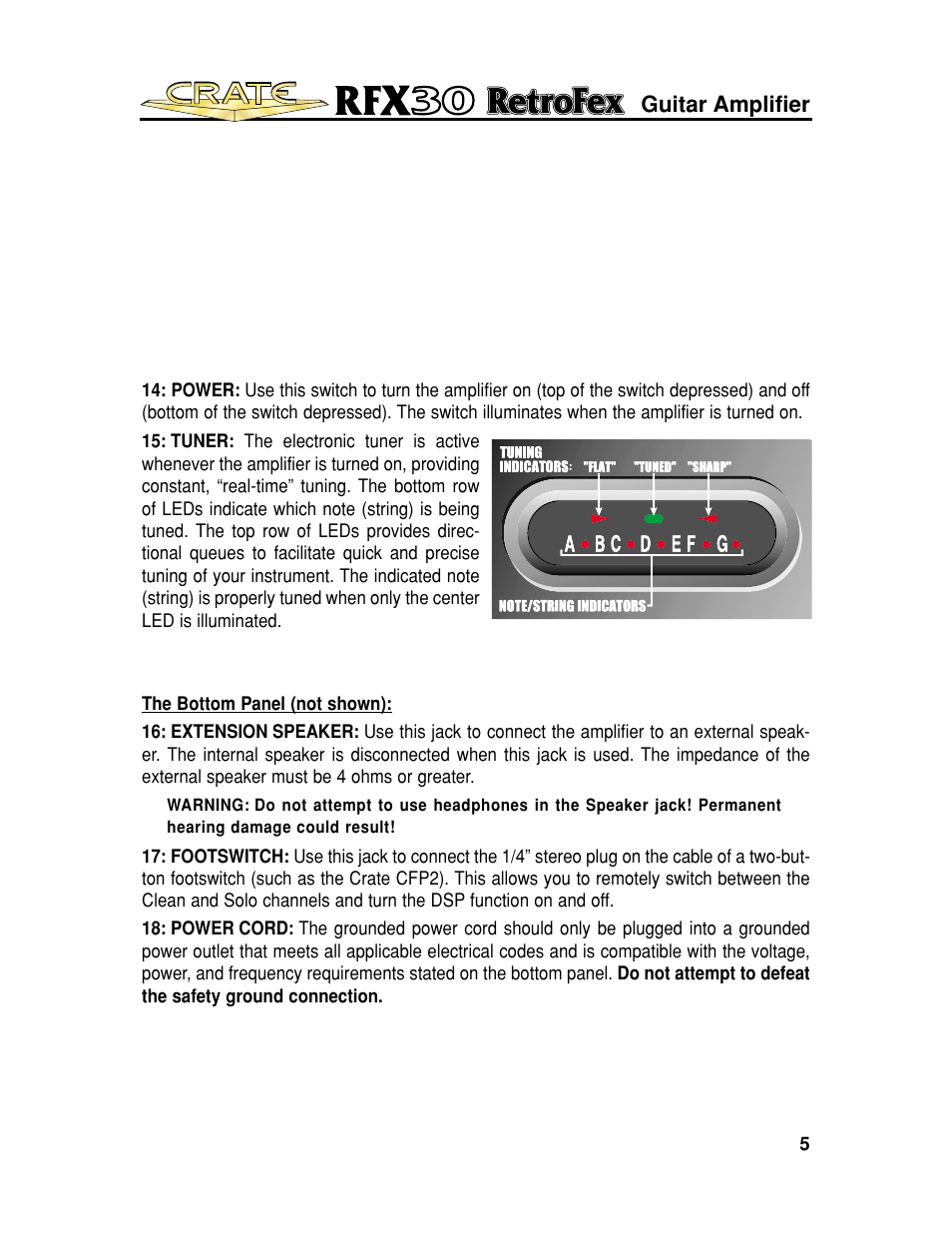 Guitar amplifier | Crate Amplifiers RFX30 User Manual | Page 5 / 8