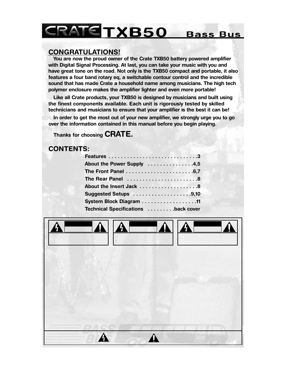 Crate Amplifiers TXB50 User Manual | Page 2 / 12