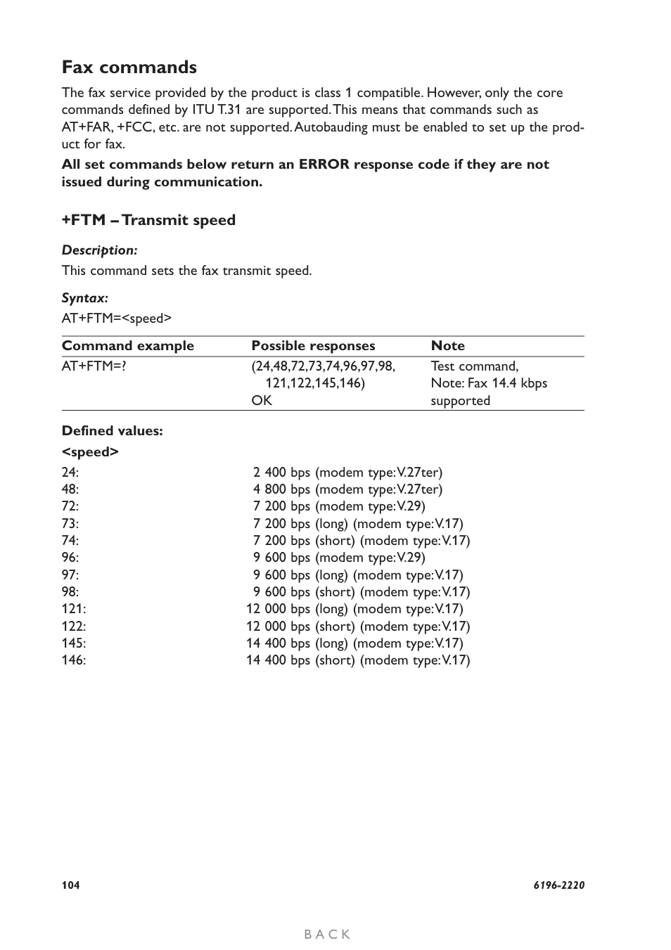 Fax commands | Westermo GD-01 User Manual | Page 104 / 206
