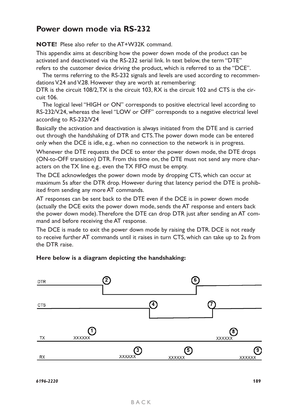 Power down mode via rs-232 | Westermo GD-01 User Manual | Page 189 / 206