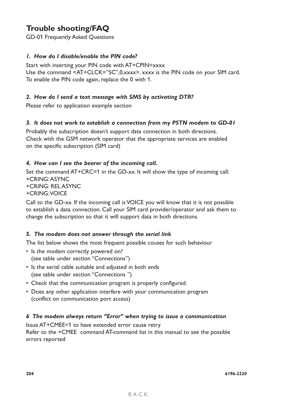 Trouble shooting/faq | Westermo GD-01 User Manual | Page 204 / 206