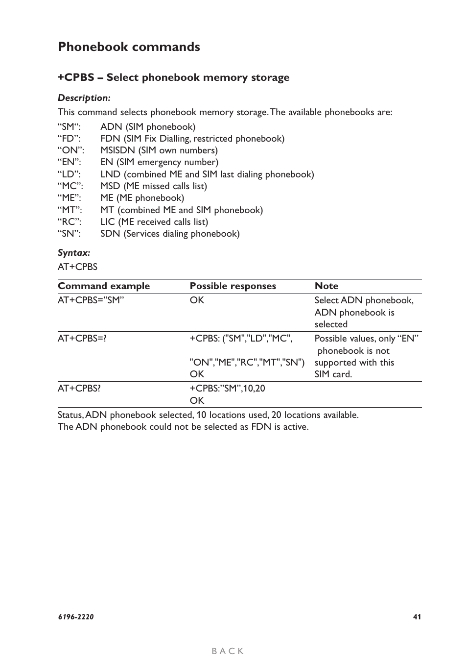 Phonebook commands | Westermo GD-01 User Manual | Page 41 / 206