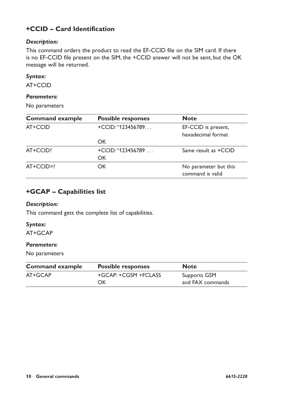 Ccid – card identification, Gcap – capabilities list | Westermo GDW-11 User Manual | Page 10 / 380