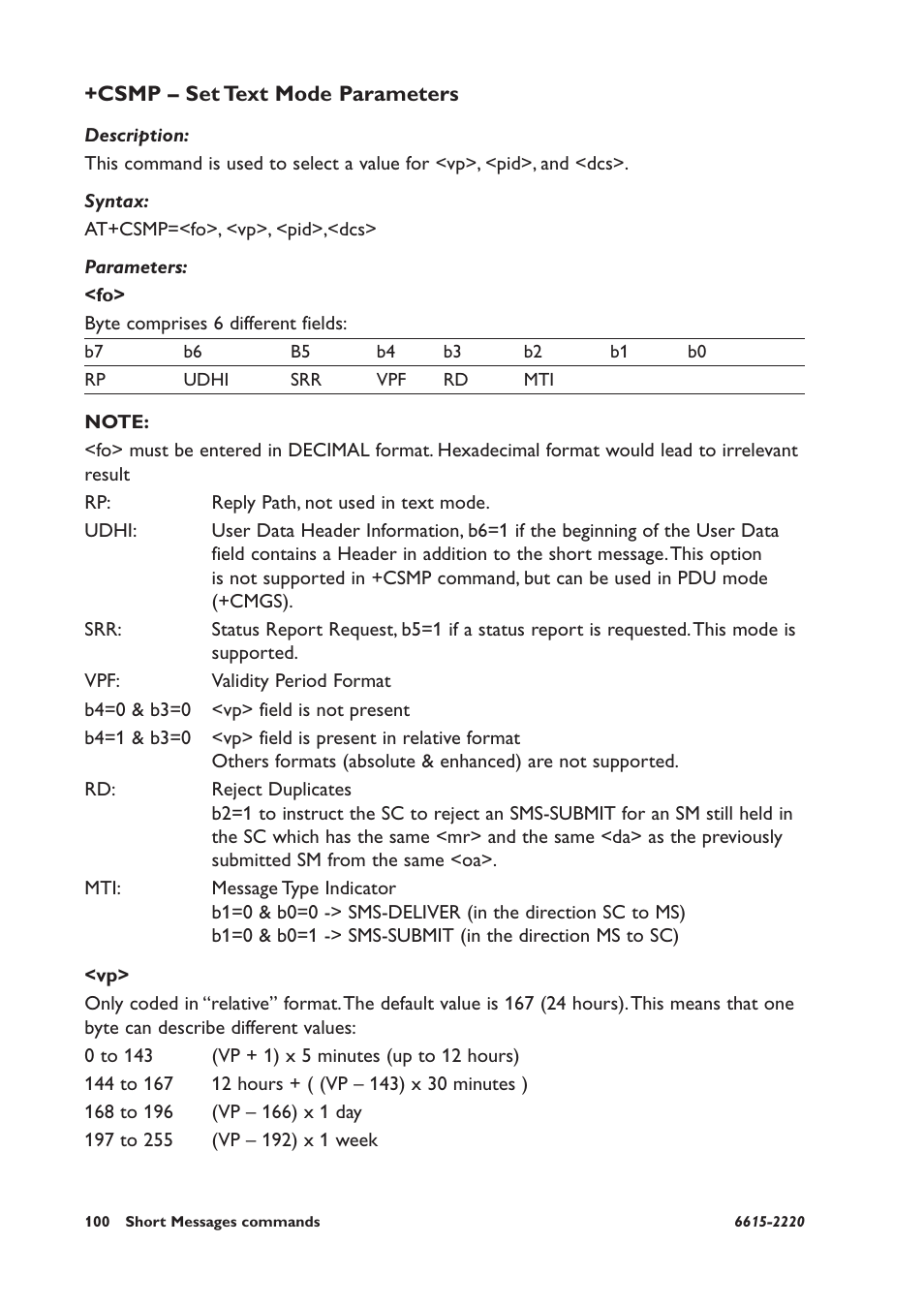 Csmp – set text mode parameters | Westermo GDW-11 User Manual | Page 100 / 380
