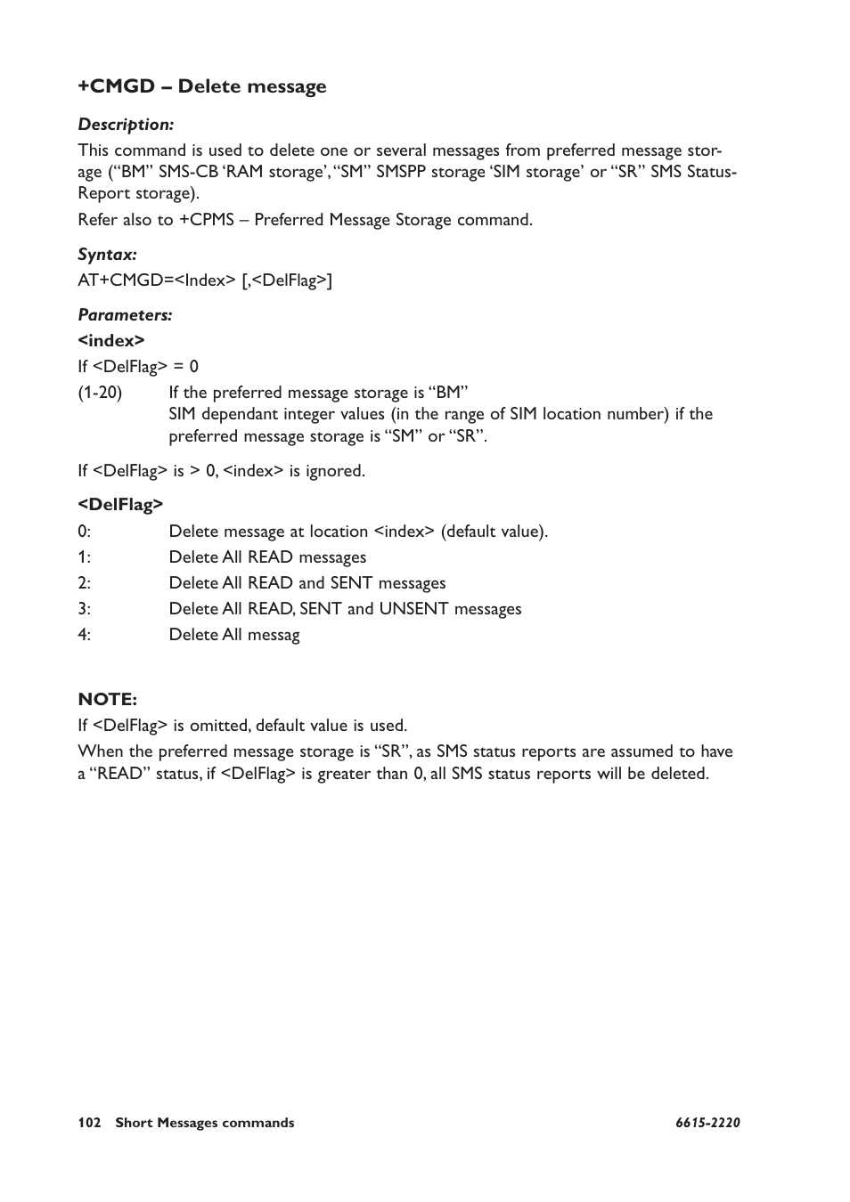 Cmgd – delete message | Westermo GDW-11 User Manual | Page 102 / 380
