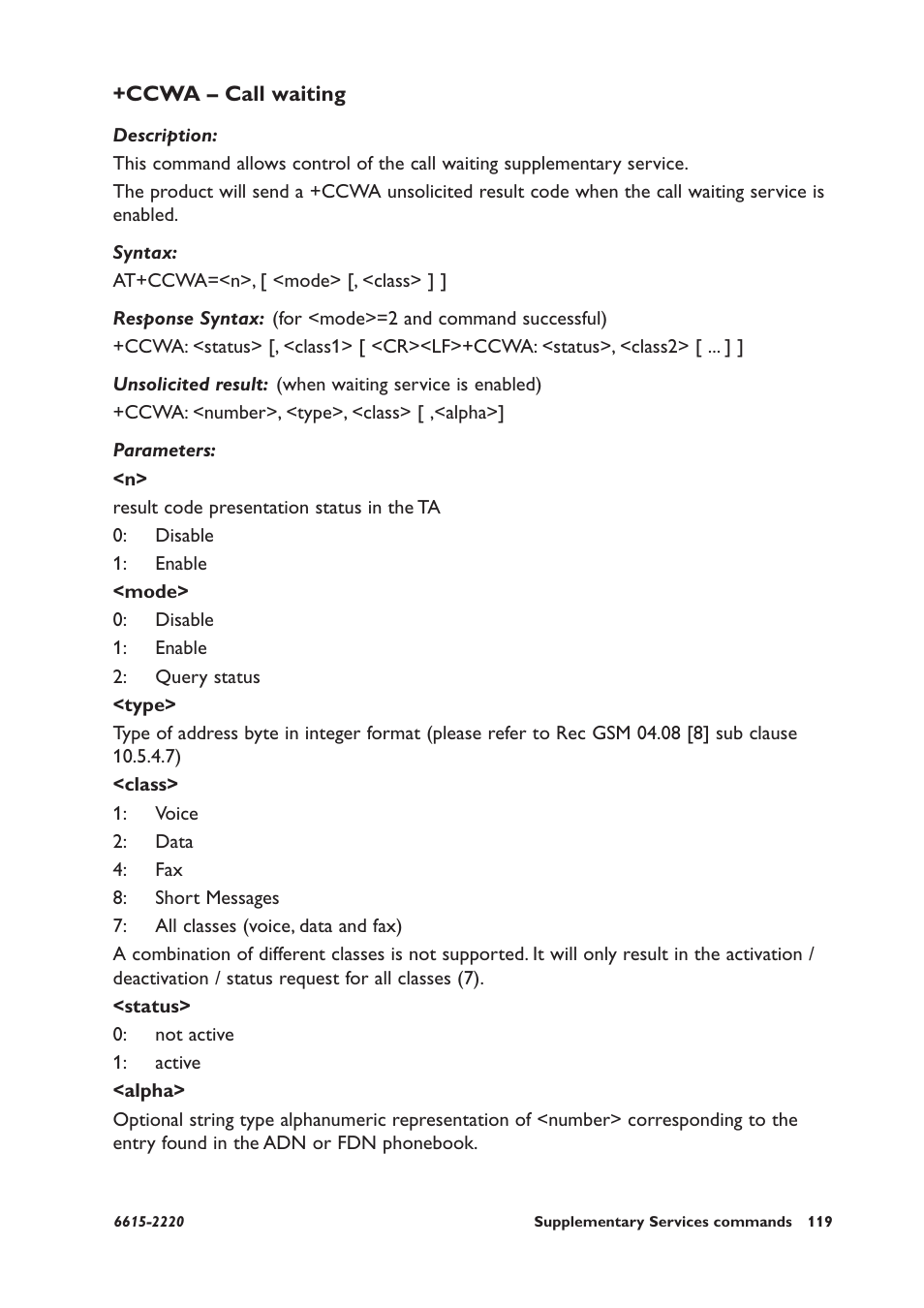 Ccwa – call waiting | Westermo GDW-11 User Manual | Page 119 / 380