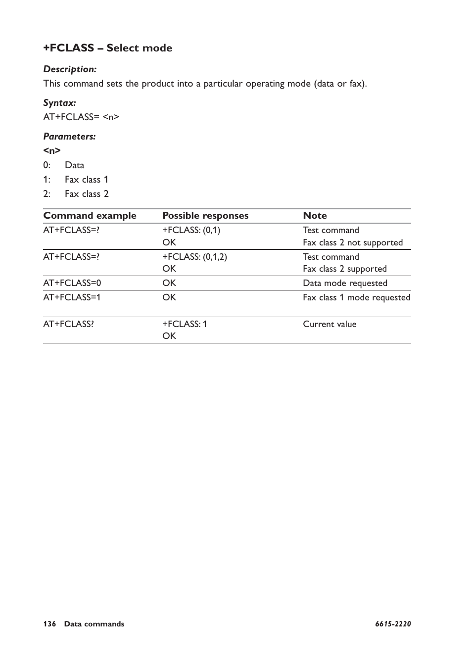 Fclass – select mode | Westermo GDW-11 User Manual | Page 136 / 380