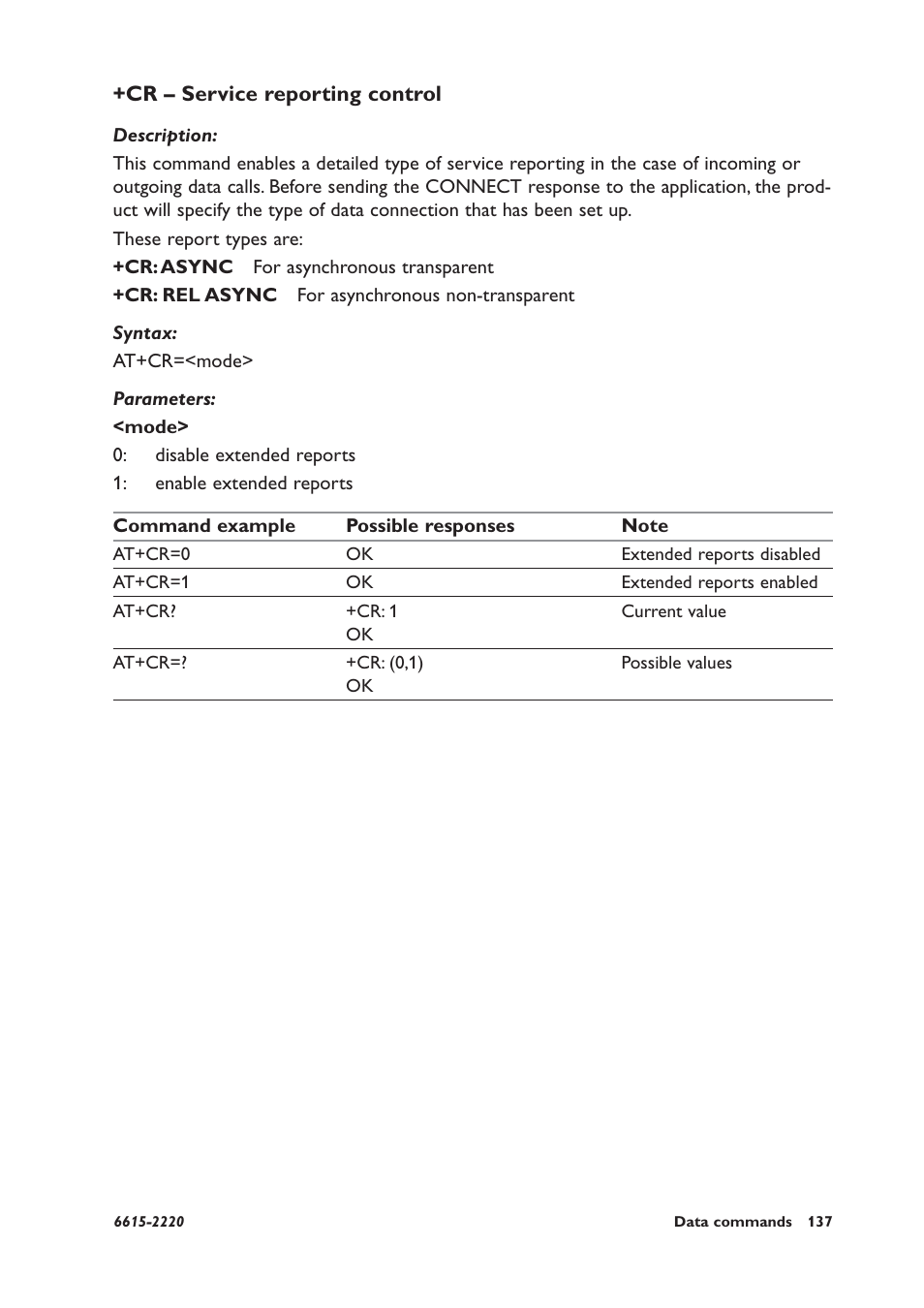 Cr – service reporting control | Westermo GDW-11 User Manual | Page 137 / 380