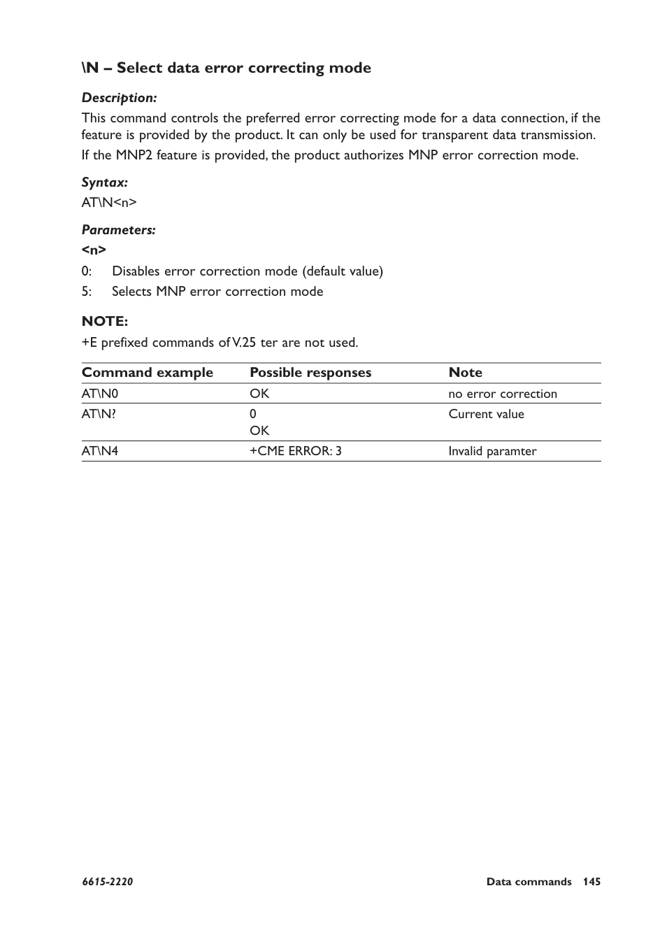 N – select data error correcting mode | Westermo GDW-11 User Manual | Page 145 / 380