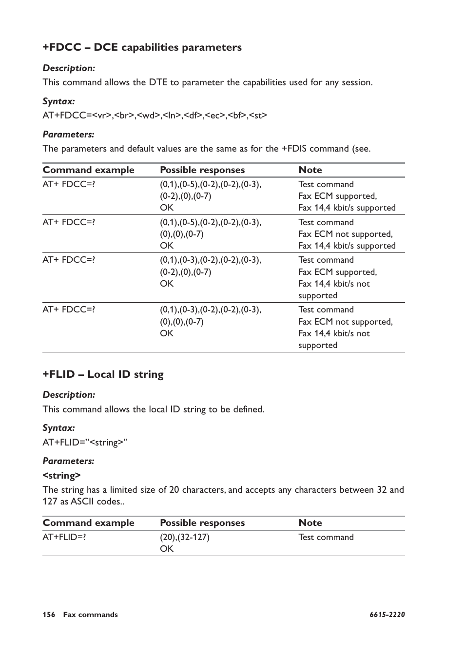 Fdcc – dce capabilities parameters, Flid – local id string | Westermo GDW-11 User Manual | Page 156 / 380
