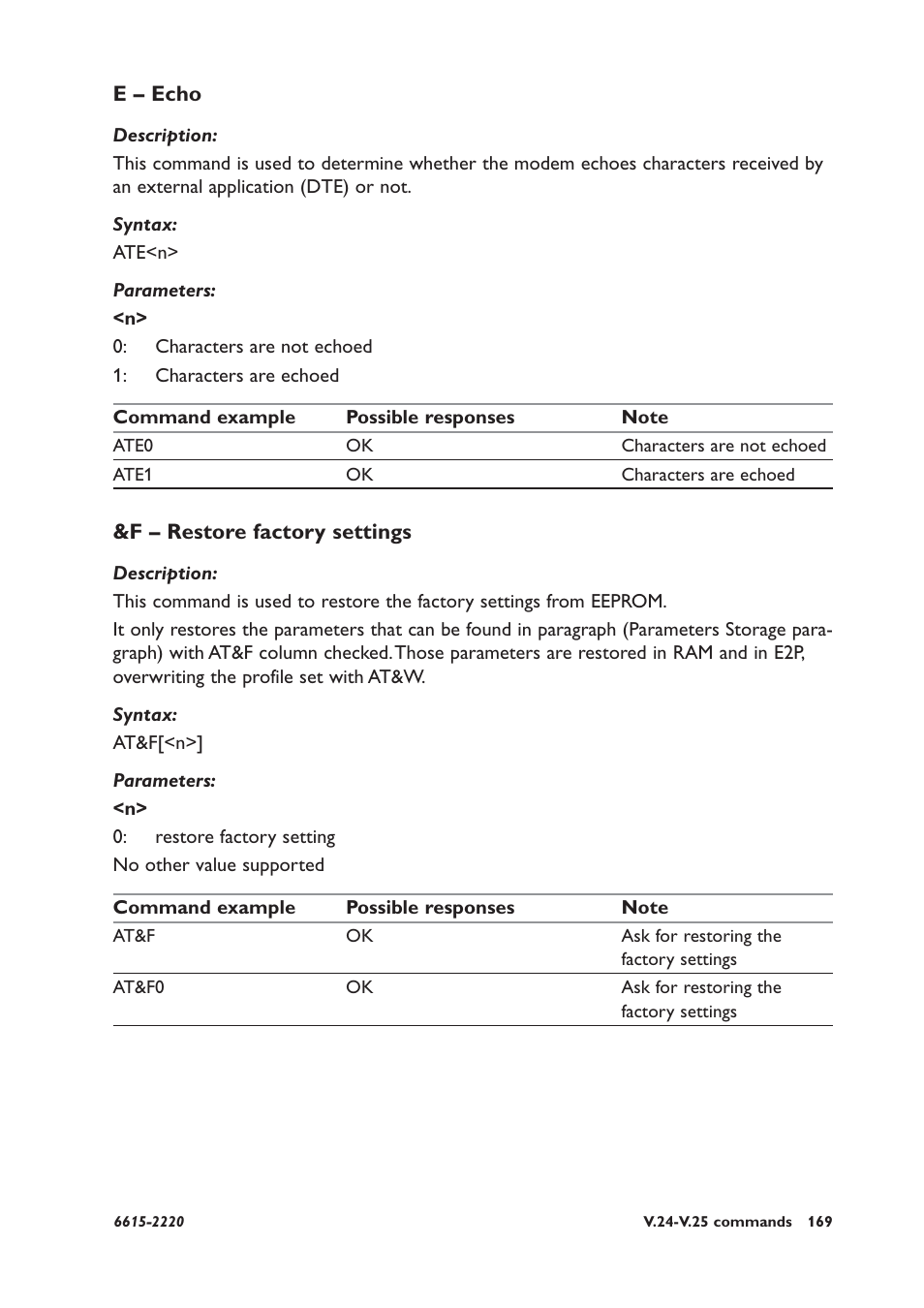 E – echo, F – restore factory settings | Westermo GDW-11 User Manual | Page 169 / 380