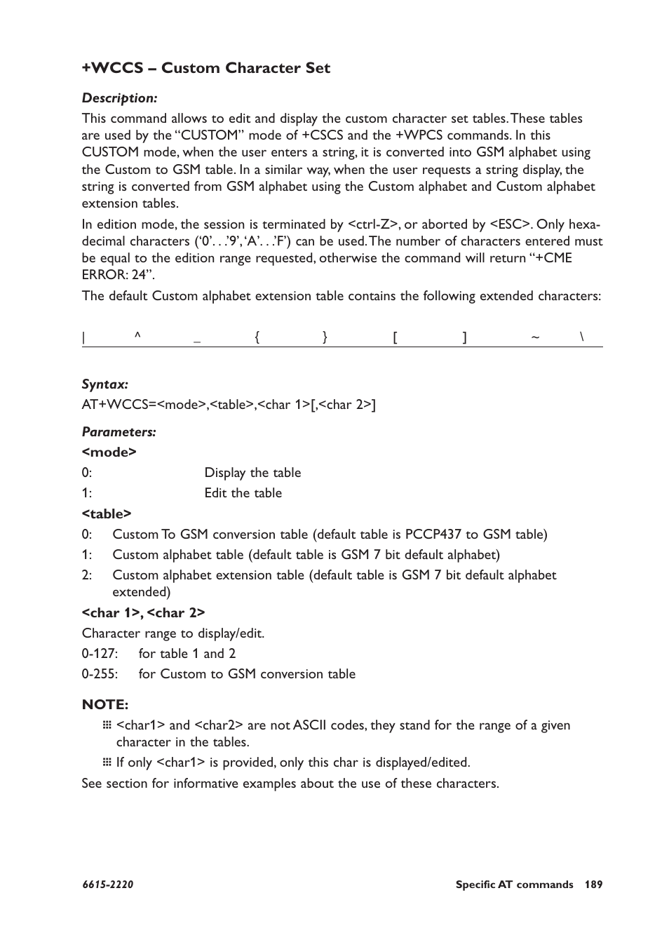 Wccs – custom character set | Westermo GDW-11 User Manual | Page 189 / 380