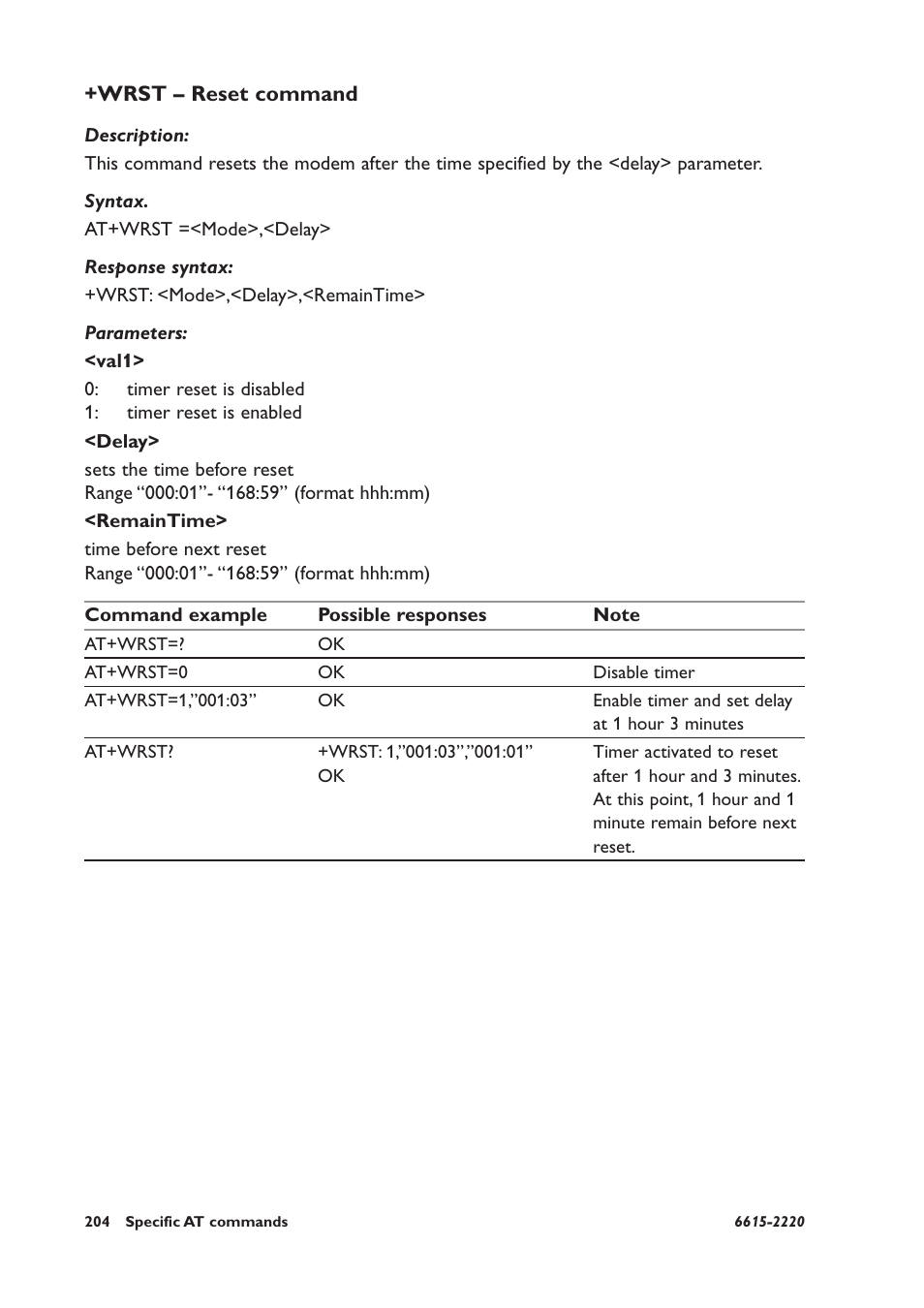 Wrst – reset command | Westermo GDW-11 User Manual | Page 204 / 380