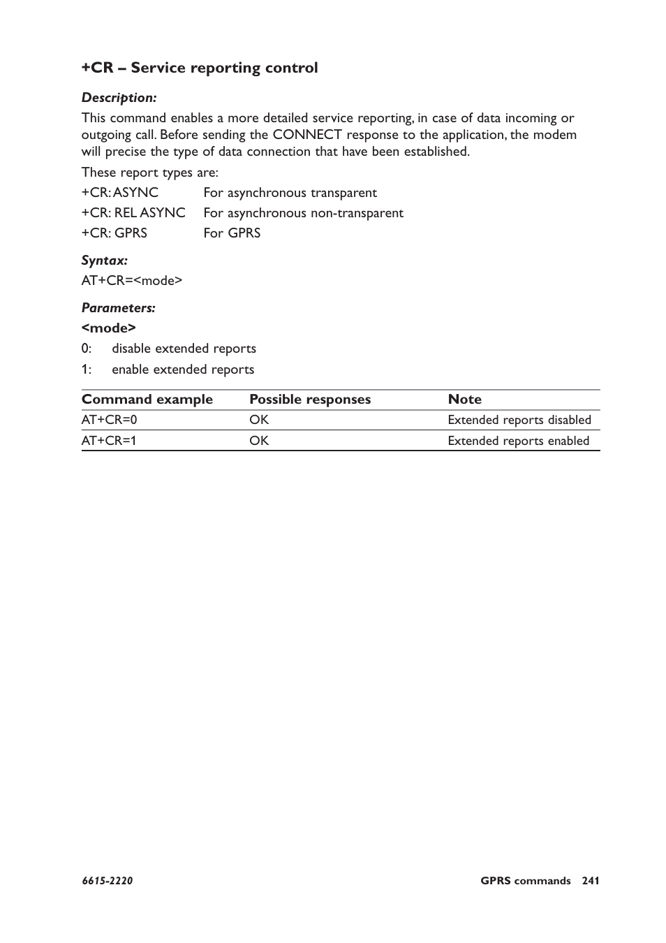 Cr – service reporting control | Westermo GDW-11 User Manual | Page 241 / 380