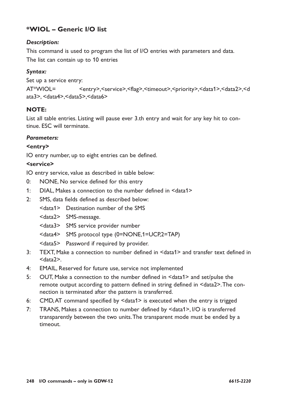 Wiol – generic i/o list | Westermo GDW-11 User Manual | Page 248 / 380