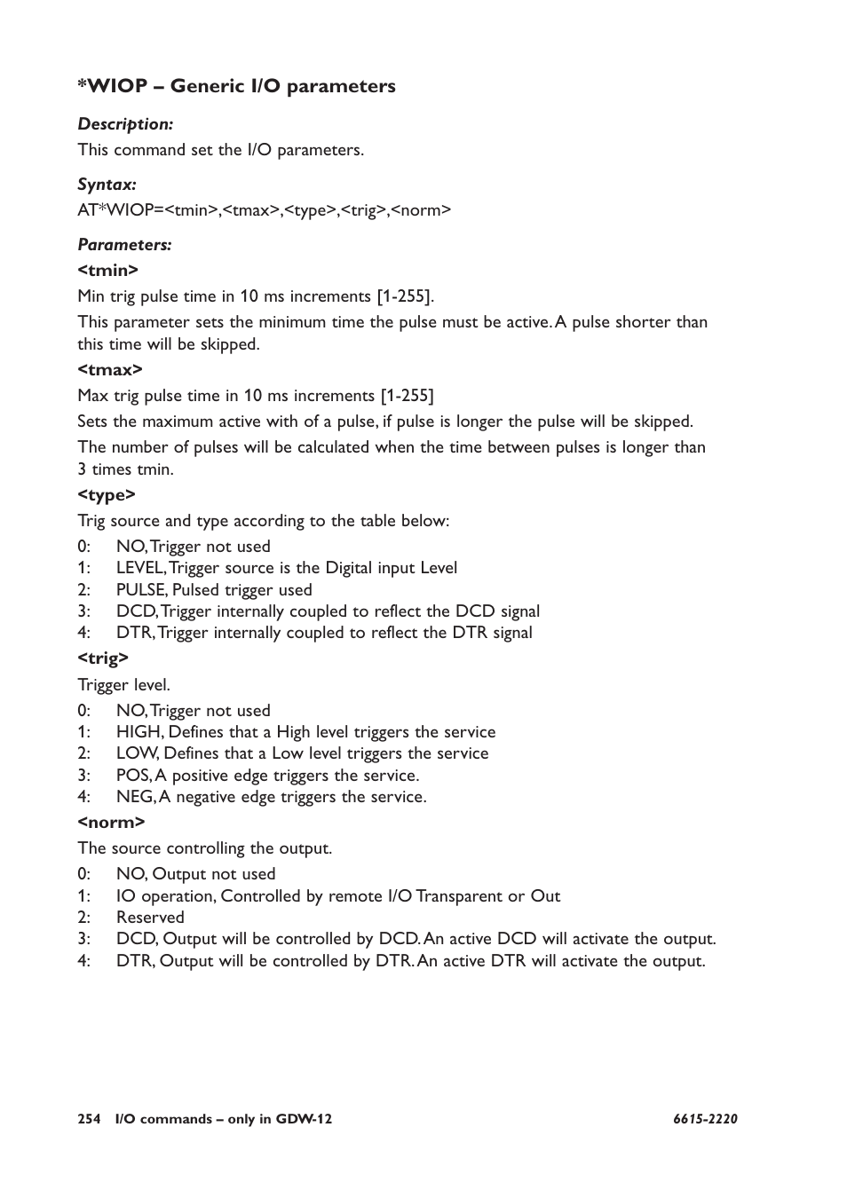Wiop – generic i/o parameters | Westermo GDW-11 User Manual | Page 254 / 380