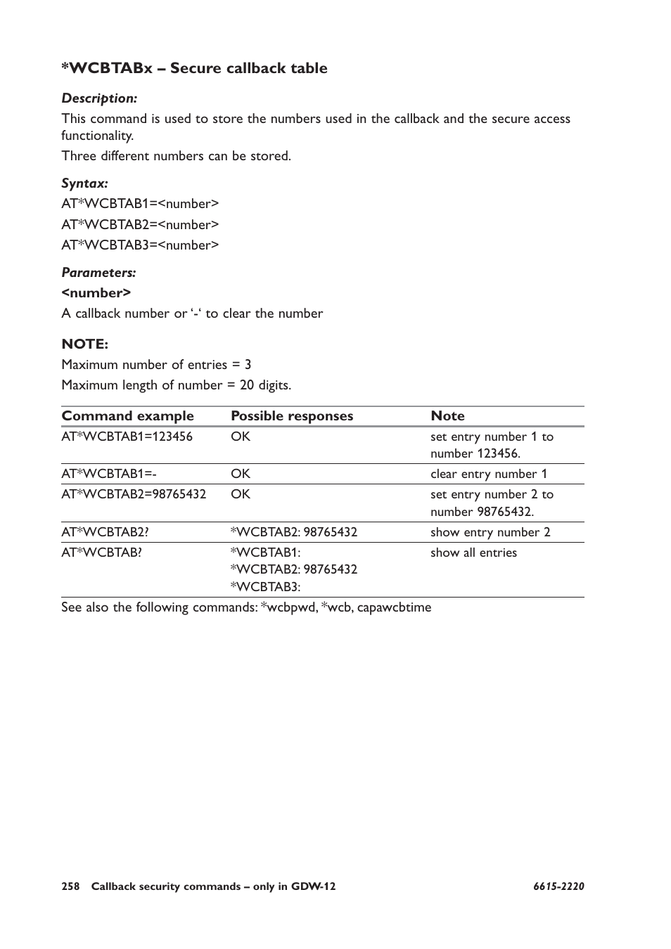 Wcbtabx – secure callback table | Westermo GDW-11 User Manual | Page 258 / 380