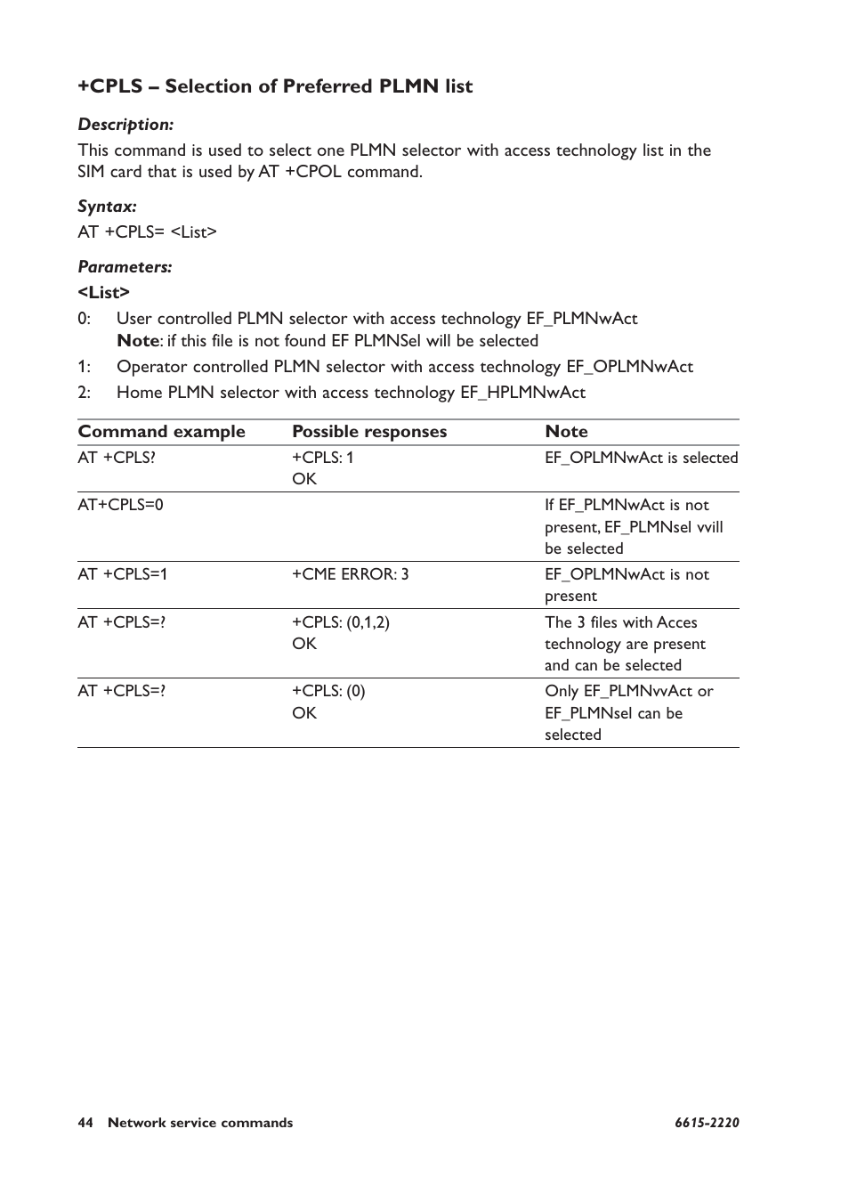 Cpls – selection of preferred plmn list | Westermo GDW-11 User Manual | Page 44 / 380