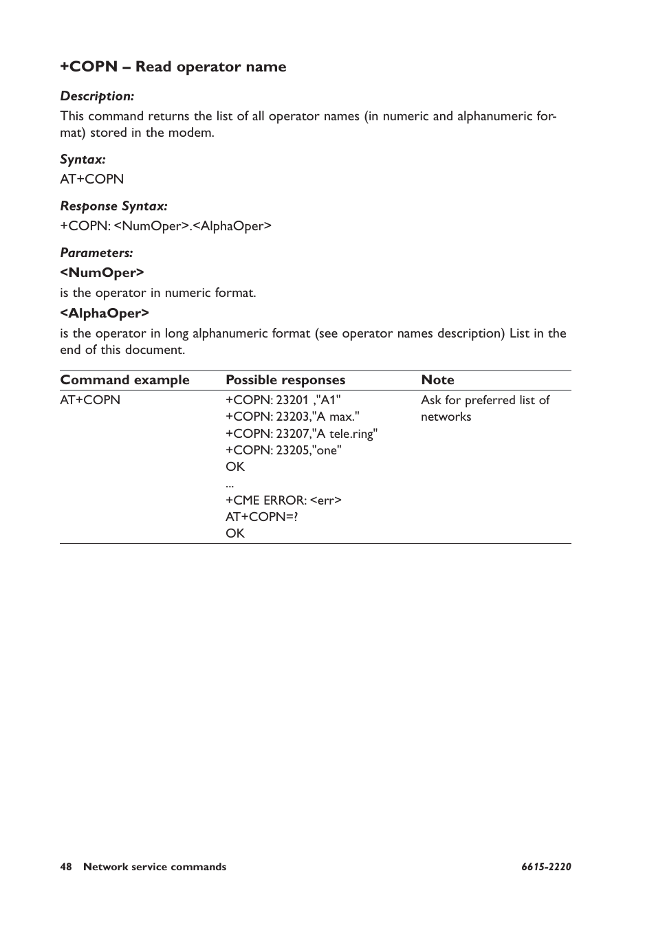 Copn – read operator name | Westermo GDW-11 User Manual | Page 48 / 380