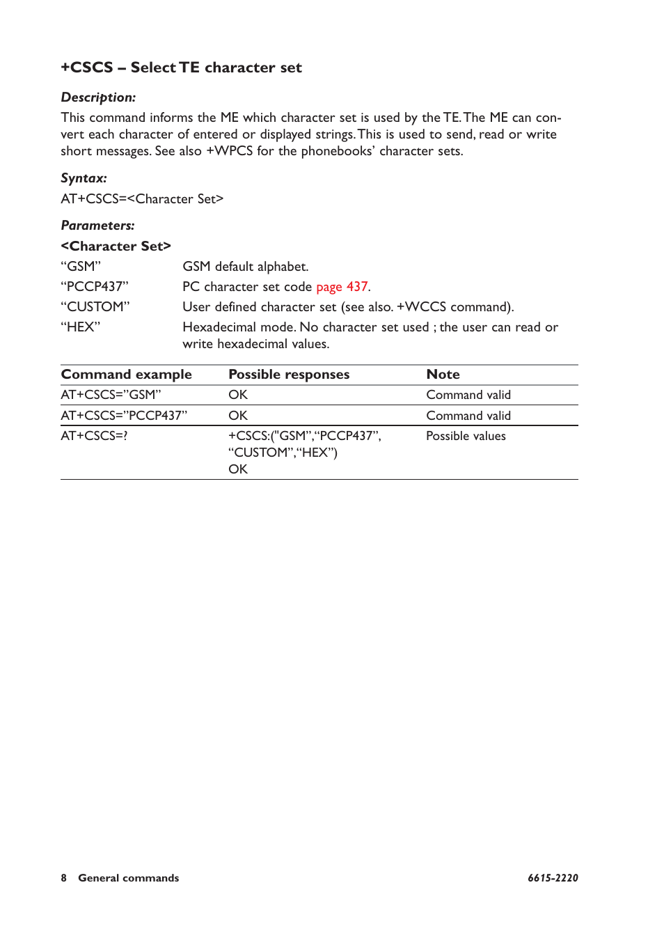 Cscs – select te character set | Westermo GDW-11 User Manual | Page 8 / 380