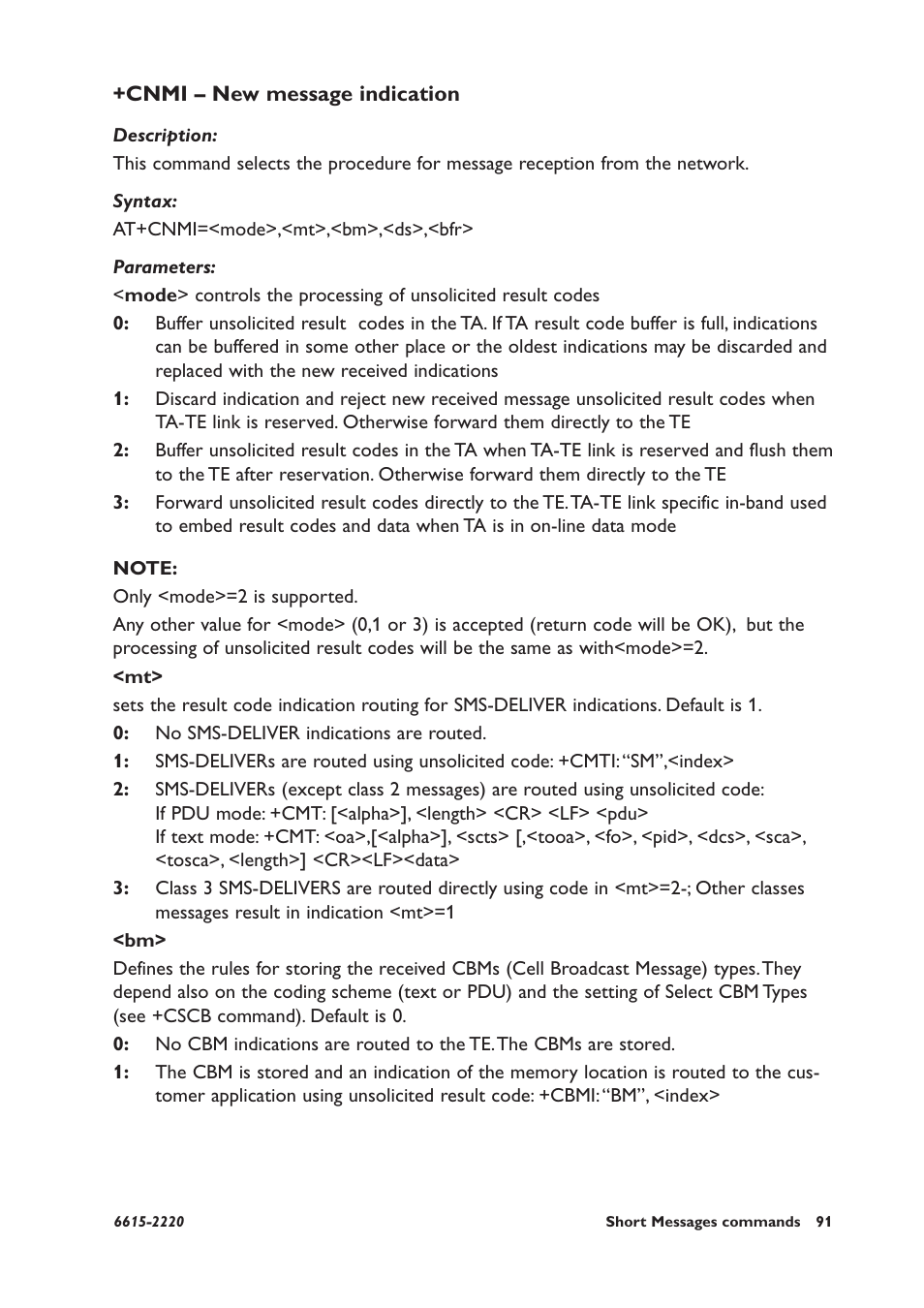 Cnmi – new message indication | Westermo GDW-11 User Manual | Page 91 / 380