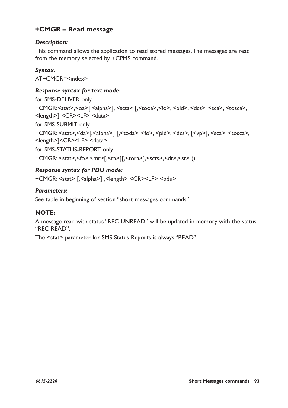 Cmgr – read message | Westermo GDW-11 User Manual | Page 93 / 380