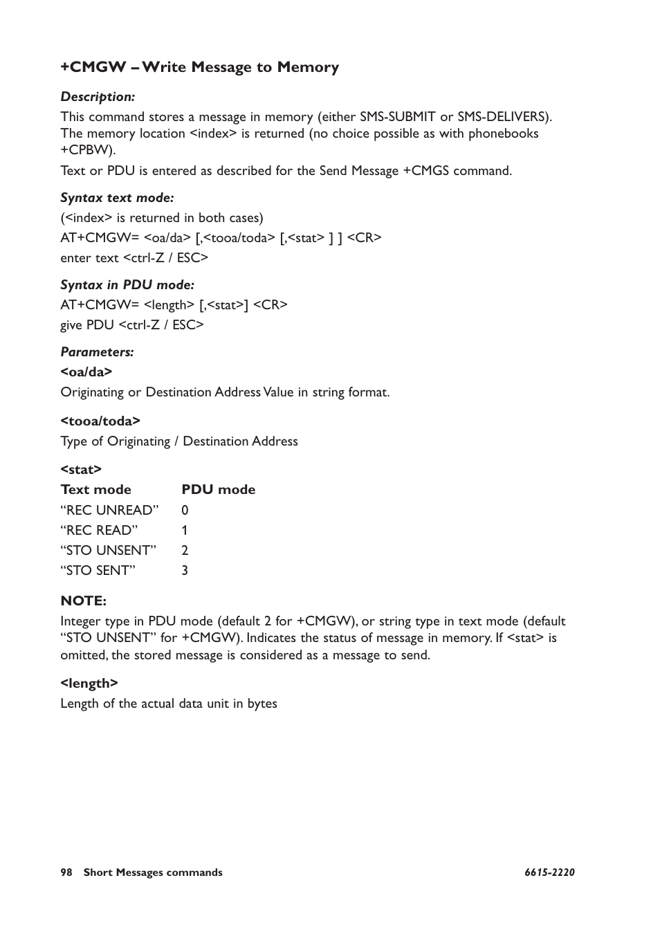 Cmgw – write message to memory | Westermo GDW-11 User Manual | Page 98 / 380