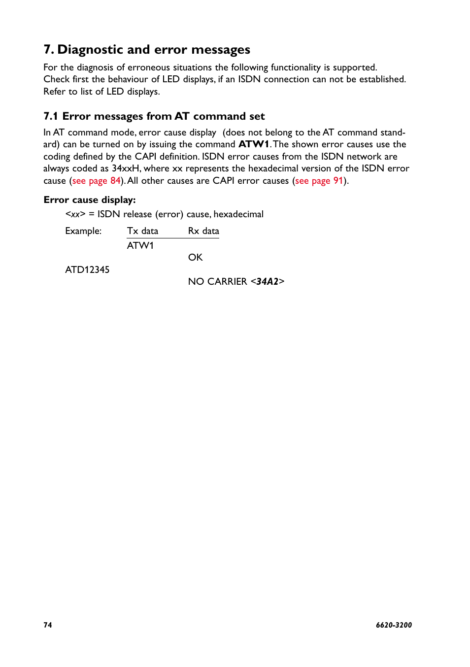 Diagnostic and error messages | Westermo IDW-90 AT User Manual | Page 74 / 97