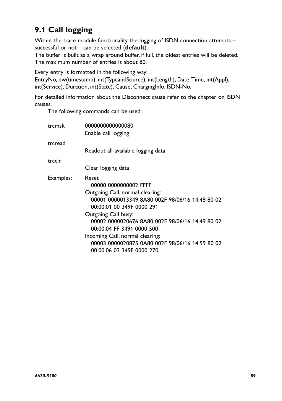 1 call logging | Westermo IDW-90 AT User Manual | Page 89 / 97