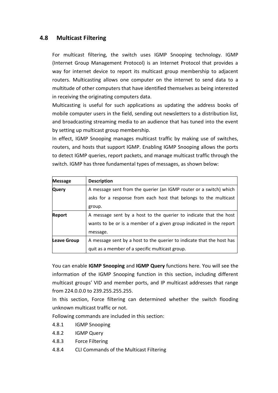 Multicast filtering, 8 multicast filtering | Westermo MDI-112-F4G User Manual | Page 107 / 175