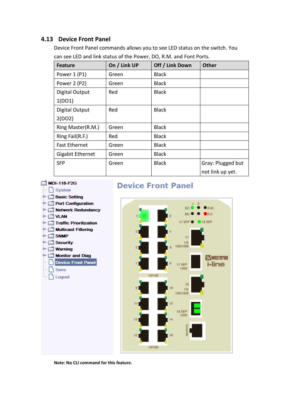 Device front panel | Westermo MDI-112-F4G User Manual | Page 154 / 175