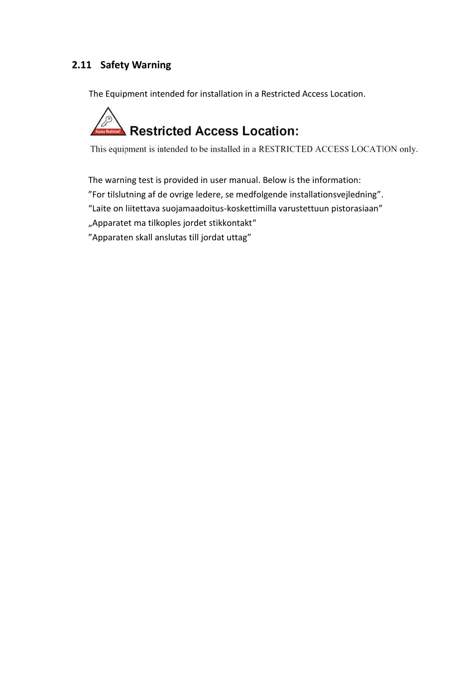 Safety warning, 11 safety warning | Westermo MDI-112-F4G User Manual | Page 17 / 175
