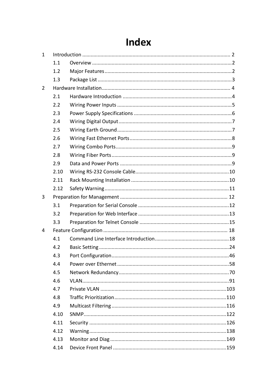 Index | Westermo MRI-128-F4G-PSE24 User Manual | Page 4 / 169