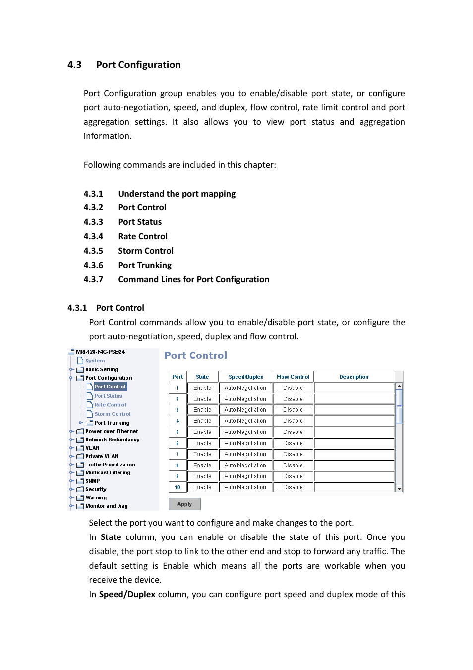 Port configuration | Westermo MRI-128-F4G-PSE24 User Manual | Page 50 / 169