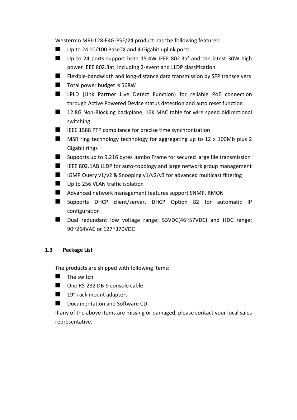 Package list | Westermo MRI-128-F4G-PSE24 User Manual | Page 7 / 169